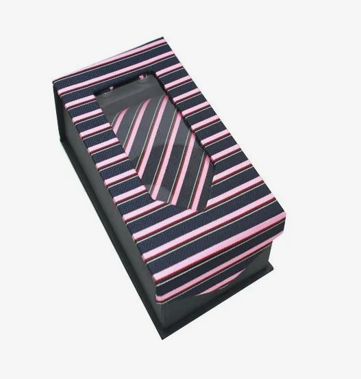 Black Pink Tie Cufflink and Hanky Set