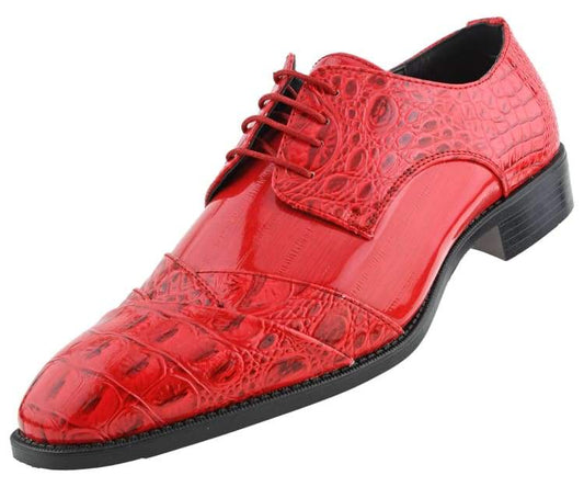Croco Gator Print Oxford Mens Dress Shoes