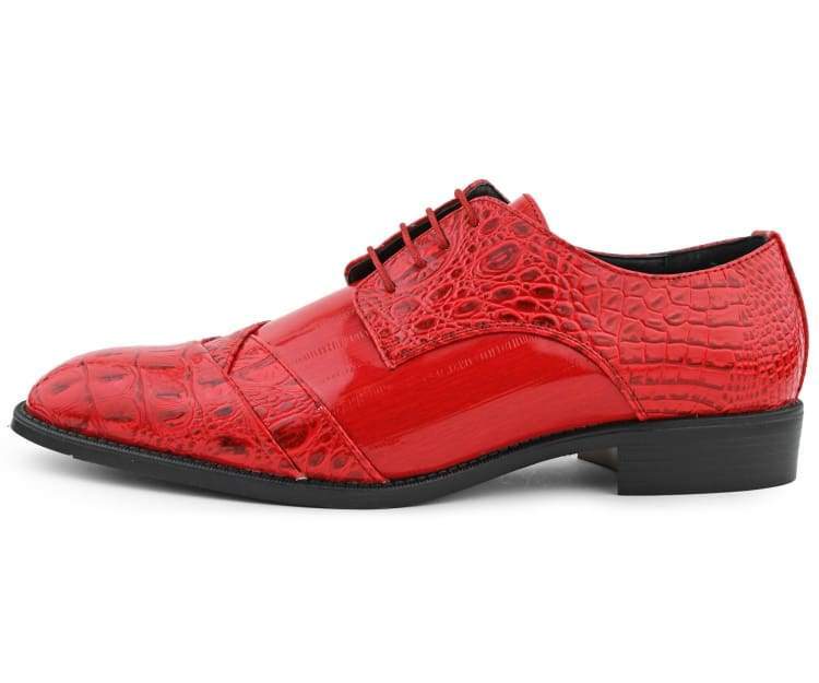 Croco Gator Print Oxford Mens Dress Shoes
