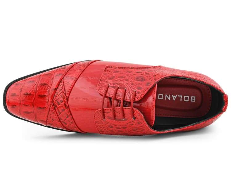 Croco Gator Print Oxford Mens Dress Shoes