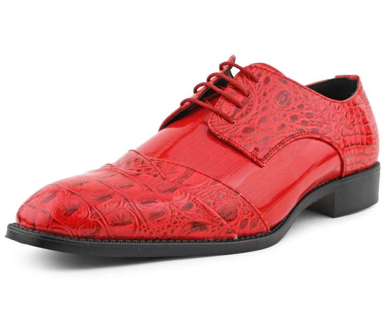 Croco Gator Print Oxford Mens Dress Shoes